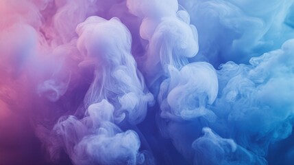 Aufkleber - Soft pastel lavender and blue haze filling the background with ethereal wisps and cloud-like forms created by smoke
