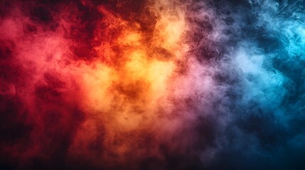 Aufkleber - Dynamic background of swirling smoke and fog in shades of red orange yellow and blue creating a vivid cinematic and intense visual effect