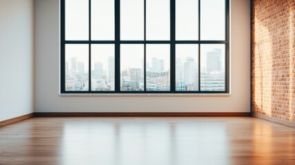 Aufkleber - Empty office with large window overlooking city