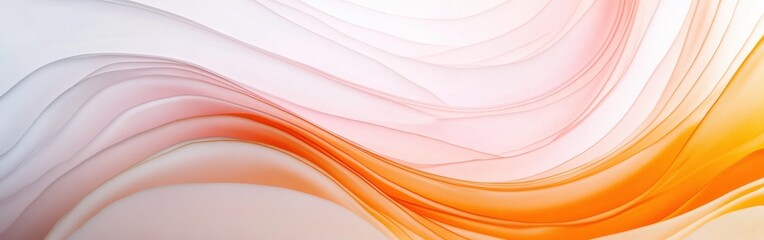 Aufkleber - Abstract blending of pastel amber and coral arcs creating a harmonious and modern design in a tranquil setting