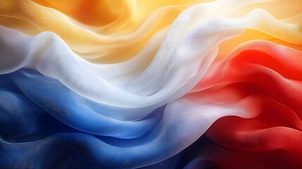 Leinwandbilder - Vibrant and Flowing Abstract Background with a Silk Like Waving Flag in the Colors of Red White and Blue Creating a Dramatic and Elegant Patriotic Display