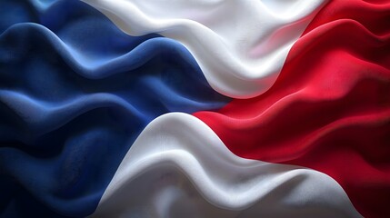 Leinwandbilder - Elegant and Captivating Abstract Background Featuring a Silk Like Patriotic Flag in Red White and Blue Colors with a Waving Effect Creating a Sense of Movement and Dynamism