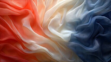 Leinwandbilder - Soft and elegant abstract flag with a luxurious silk texture highlighted in a harmonious blend of red white and blue tones gently waving and billowing in a graceful ethereal motion