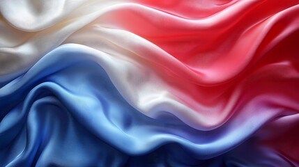 Poster - Vibrant abstract flag with a flowing silk texture featuring a dynamic graceful motion in a patriotic red white and blue color palette  This image is perfect for use as a high end background wallpaper