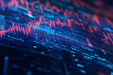 Wall Mural - blue upward trend arrow on financial graph