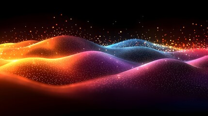 Poster - Mesmerizing abstract blurred background featuring vibrant colorful light stripes on a dark gradient canvas  The stripes are glowing flowing and moving with a dynamic ethereal energy