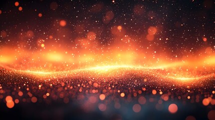 Leinwandbilder - Mesmerizing abstract background featuring vibrant horizontal lines of glowing light softly illuminating a dark orange and black blurred gradient  Captivating digital with a dynamic fiery