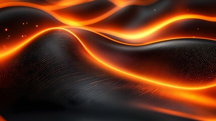 Poster - Mesmerizing glowing lines and waves of vibrant radiant energy flowing and pulsating across a dark dramatic abstract background with a blurred gradient effect creating a captivating futuristic