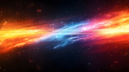 Fototapete - Mesmerizing abstract composition of dynamic colorful glowing stripes flowing and undulating in a visually striking abstract motion against a dark gradient background