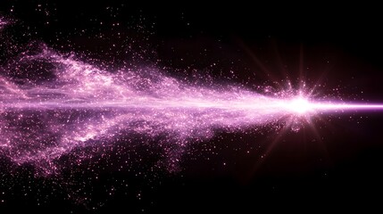 Fototapete - Captivating image of a high energy purple laser beam cutting across a dark atmospheric backdrop enhanced by intense flare effects and intricate light ray details