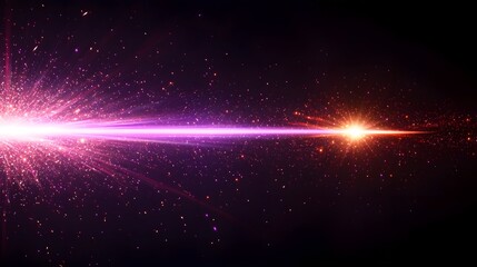 Fototapete - abstract composition featuring a powerful laser beam slicing through an inky black background generating a mesmerizing display of vibrant glowing rays luminous flare and prismatic spectra of light