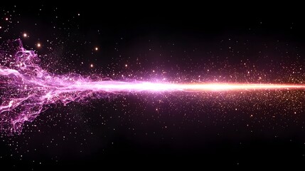Fototapete - Mesmerizing Abstract Purple Laser Beam with Glowing Flare and Captivating Light Rays Cutting Through Enigmatic Dark Background  Futuristic sci fi inspired digital artwork with dynamic energy