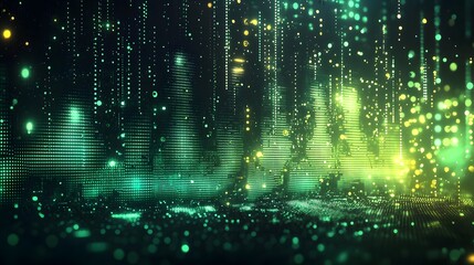 Leinwandbilder - Vibrant dark halftone abstract background featuring edgy grungy dots and cyberpunk style digital elements in a futuristic technological composition