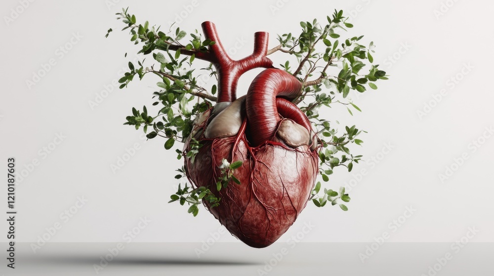 3D anatomical human heart model showcasing detailed features of the ...