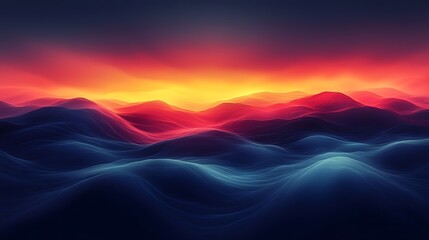 Aufkleber - Captivating abstract landscape featuring a gradient design with dark blue deep red and vibrant yellow hues creating a dramatic and moody atmosphere