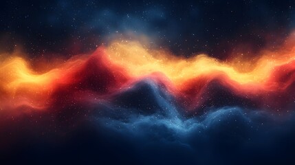 Poster - Stunning vibrant gradient background in dark blue red and yellow tones enhanced with a smooth blur effect for a dynamic and captivating cosmic landscape