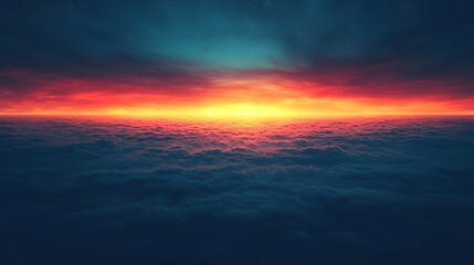 Aufkleber - Blurred spectrum gradient featuring dark blue red and yellow tones blending into a soft and abstract visual landscape creating a dramatic and atmospheric sunset sky