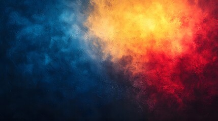 Aufkleber - A captivating abstract background featuring a dynamic gradient explosion of deep blue rich red and bright yellow hues with a smooth blurred effect creating a visually striking and moody atmosphere