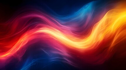 Poster - Mesmerizing gradient background featuring a smooth and dynamic color transition from deep blue to rich red and bright yellow with a blurred effect that creates a captivating and ethereal atmosphere