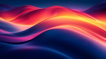 Fototapete - Mesmerizing abstract landscape with a vibrant gradient of dark blue red and yellow colors that blend seamlessly