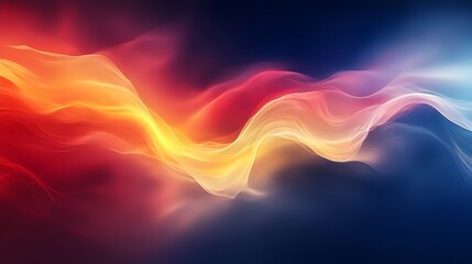 Fototapete - Mesmerizing Gradient Waves in a Dynamic Abstract Composition   A visually striking background featuring a captivating blend of dark blue red and yellow hues that create a sense of depth motion