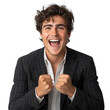 © Deja - businessman  happy ecstatic celebrating being  winner Dynamic energetic