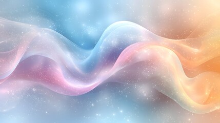 Fototapete - Pastel Gradient Fluid Abstract Banner with a Smooth Blend of Light Blue Pink and Soft Rainbow Colors Forming a Blurred Atmospheric Design