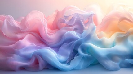 Leinwandbilder - Dreamy Pastel Gradient Banner featuring Soft Blue Pink and Rainbow Hues Blending Seamlessly with a Gentle Blur Effect  This Elegant Ethereal