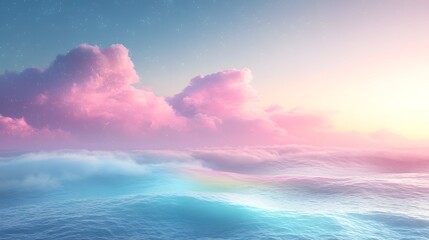 Leinwandbilder - Dreamy Pastel Gradient Banner featuring Soft Seamlessly Blending Blue Pink and Rainbow Hues with a Gentle Blur Effect Creating a Tranquil and Serene Atmosphere