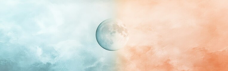 Poster - Soft gradient background with a full moon amidst cool and warm hues for a serene atmosphere