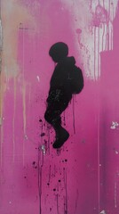 Poster - Urban Shadow: A Pink and Black Street Art Graffiti