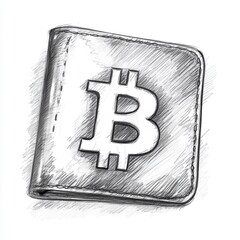 Aufkleber - Digital currency wallet icon illustrated in pencil, showcasing simplicity and modern design in finance