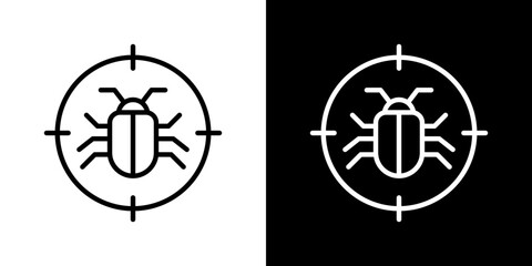 Debug icons set in black filled and stroke line style