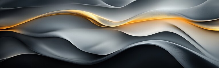 Leinwandbilder - Soft flowing lines in gradient shades of gray with warm accents create a mesmerizing abstract composition