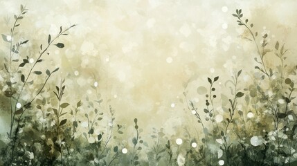 Poster - Soft and serene depiction of muted olive greens and earthy browns in a natural setting with gentle light