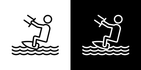 kitesurf sign vector icon in thin line style