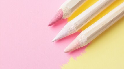 Fototapete - Elegant pastel pink pencil strokes create a soft and artistic atmosphere in a creative workspace