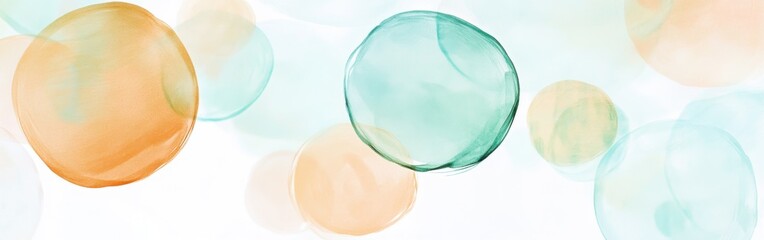 Aufkleber - Abstract pencil strokes create a delicate pattern of pastel mint circles on a light background for calming decor