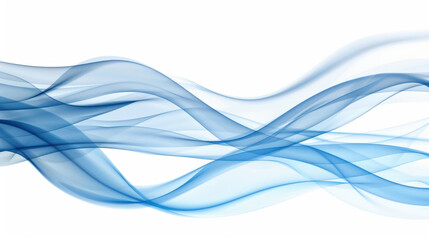 Wall Mural - Flowing blue waves on white background create serene and calming effect. Ideal for backgrounds or abstract designs