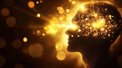 Poster - Mystical profile of a man filled with radiant cosmic energy and vibrant light