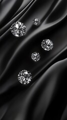 Leinwandbilder - High-contrast design featuring silver diamonds set against a luxurious black background with intricate textures