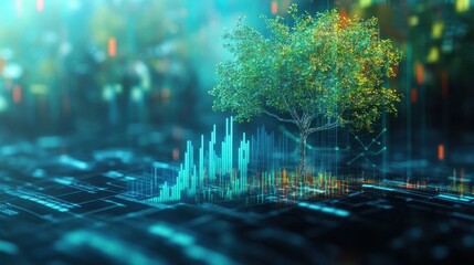 Poster - Visual representation of financial growth merged with nature to symbolize sustainability and success