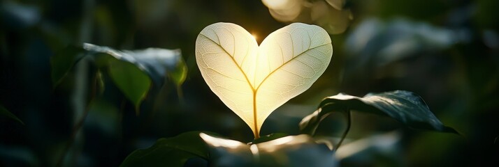 Sticker - Heart Shaped Leaf Backlit by Sunlight