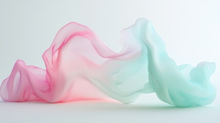 Aufkleber - Flowing layers of mint and pink hues create a soft, dreamy visual experience in a serene environment