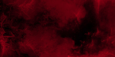 Wall Mural - Dark red grunge background painting on a isolated dark space with cloud like texture grunge design. Liquid smoke rising mist or smog brush effect grunge textured red steam on a black background