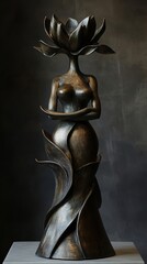 Poster - Bronze Lotus Woman Sculpture: Elegant Home Decor