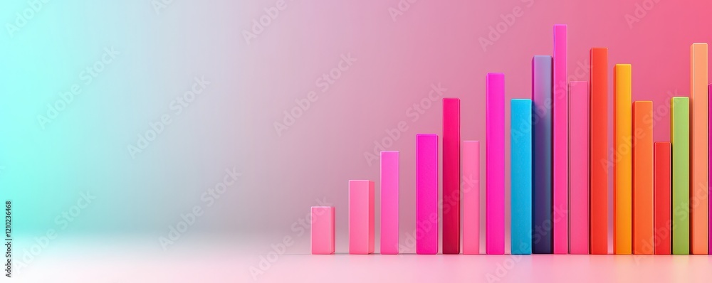 machine learning data science training concept. Colorful bar graph on a ...