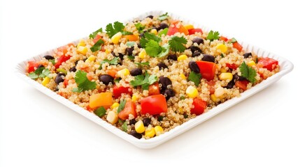 Wall Mural - A colorful quinoa salad with cooked quinoa, diced bell peppers, cherry tomatoes