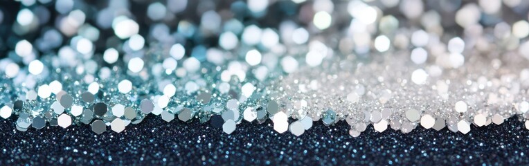 Aufkleber - Shimmering arrangement of seafoam green and white glitter in various shapes creating an artistic display