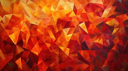 Leinwandbilder - Vibrant low-poly design featuring warm hues of red, orange, and yellow triangles